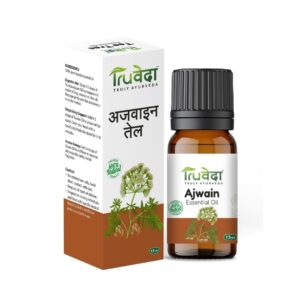 15ml bottle of Truveda Ajwain Essential Oil with product box – 100% natural therapeutic-grade ajowan oil for digestion, respiratory, and aroma therapy.