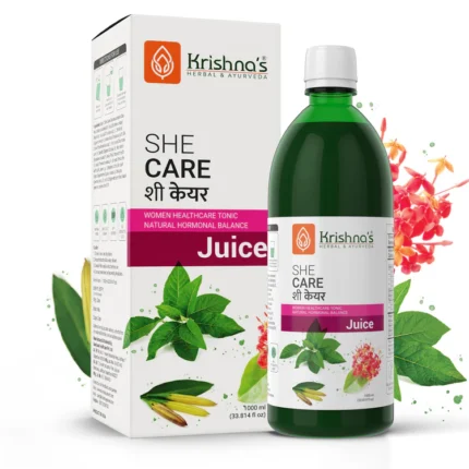 Krishna’s Herbal & Ayurveda She Care Syrup – best Ayurvedic juice for periods, women’s healthcare tonic for natural hormonal balance, Ayurvedic medicine for ladies to support metabolism and overall wellness.