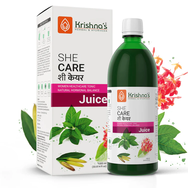 Krishna’s Herbal & Ayurveda She Care Syrup – best Ayurvedic juice for periods, women’s healthcare tonic for natural hormonal balance, Ayurvedic medicine for ladies to support metabolism and overall wellness.